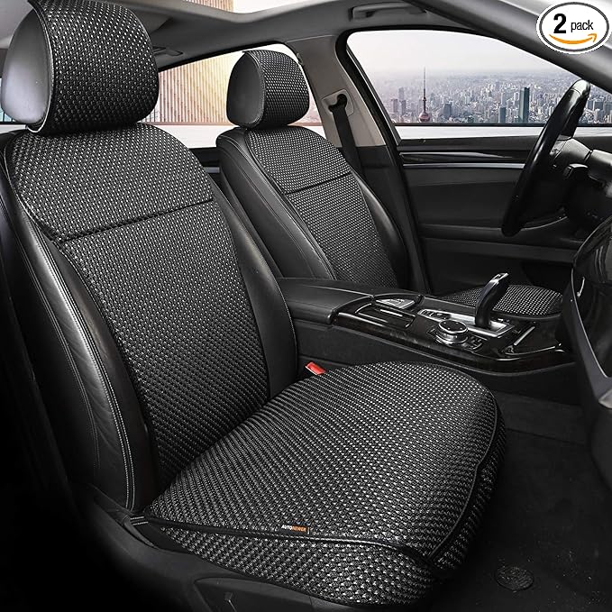 Auto Newer Luxury Breathable Car Seat Cover Fit Four Seasons, Universal Front of Car Seat Cushions, Bottom Seat Covers of Full Wrapped Edge,Universal Fit for 95% Cars,SUV(Black+Grey,2PCS)
