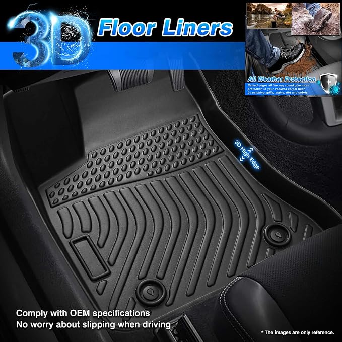 Cartist Floor Mats Compatible with Hyundai Santa FE 2013-2018 All Weather 2 Row Floor Mats Carpet Protection 3D TPE Odorless
