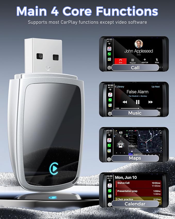 Wireless CarPlay Adapter for Apple iPhone(2026 Upgrade)- Convert OEM Wired CarPlay to CarPlay Wireless Adapter, Stable Connection Compatible with iOS 10+ (white)