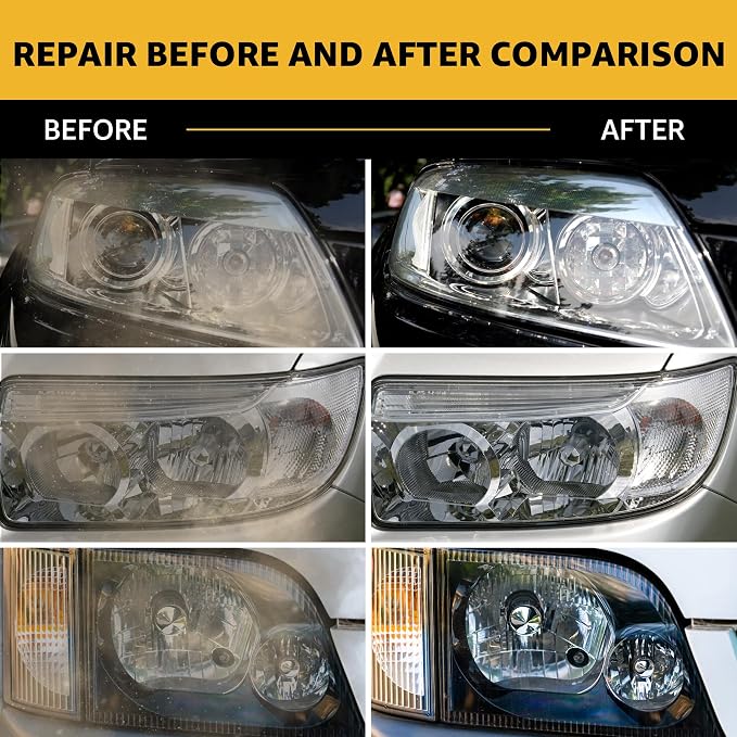 Headlight Restoration Kit, Ceramic Headlight Cleaner and Restorer Kit 2-Step Wipes, Removes Yellowing, Oxidation & Cloudiness, Restores Clarity Brings Headlights Back to Like New Condition