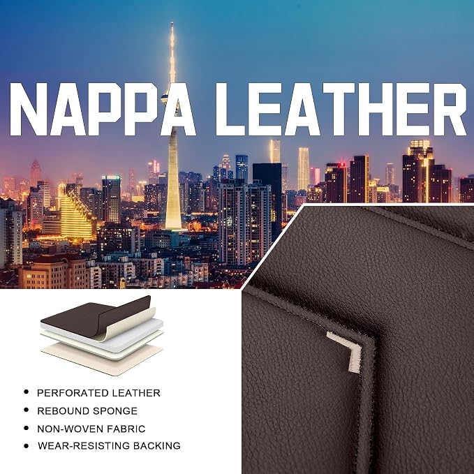 CTDS Car Seat Covers for Honda Civic 2000-2026, Stylish Sport Seat Cover, Premium Nappa Leather Car Seat Cover. Automobile Seat Covers Sets.(Luxury 5 Seats/Coffee Color)
