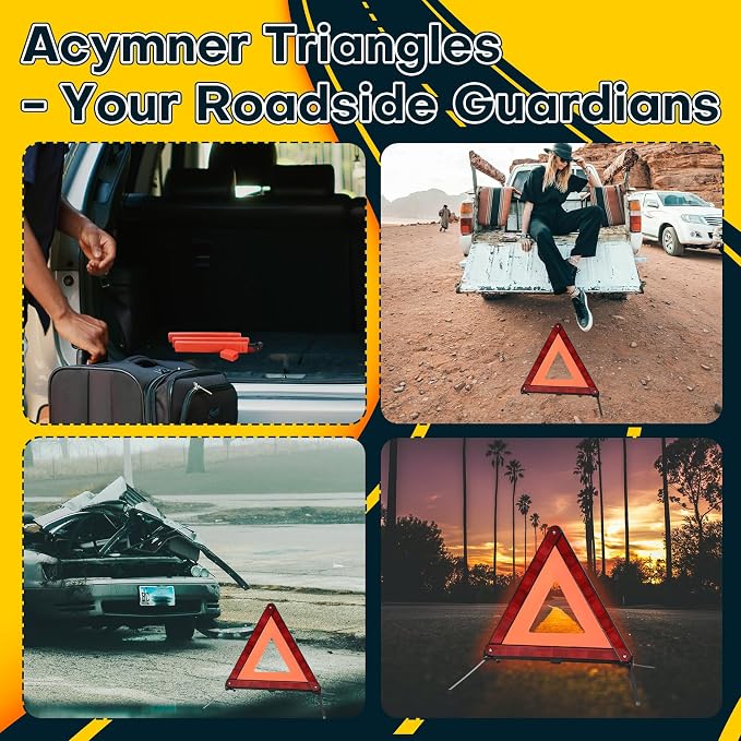 5 Pack Reflective Safety Triangle Kit | Emergency Warning Triangles with Storage Case, Roadside Reflective Early Warning Sign for Vehicles Breakdown (5 Pack)