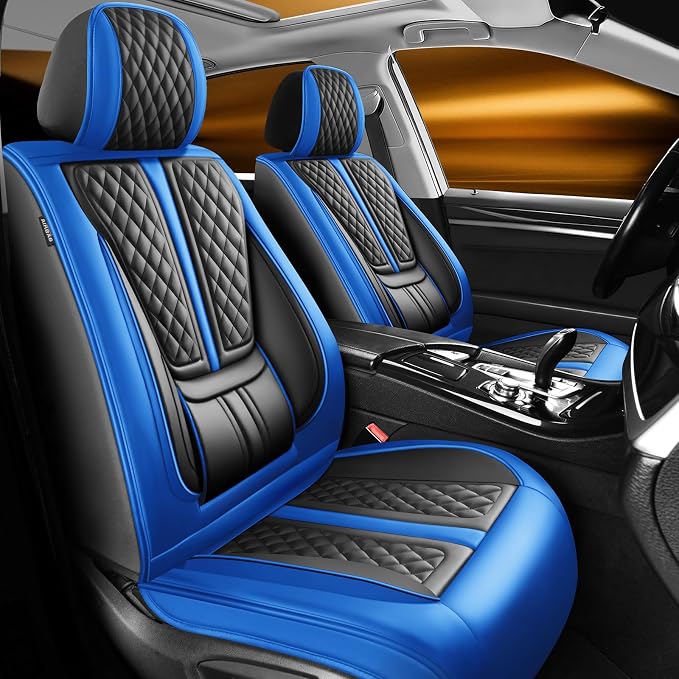 Fit Juke Car Seat Covers Compatible with Nissan Juke 2011-2016 2017.Full Coverage Waterproof Leather,Compatible with Airbag,All - Weather Seat Cushion Protector(Full Set,Blue)