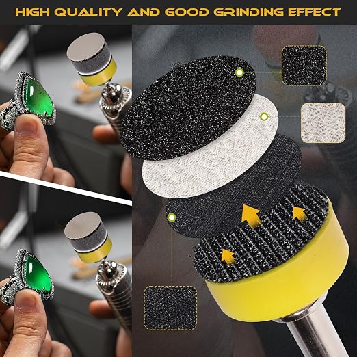 185 PCS 1 Inch Wet Dry Sanding Discs 60-10000 Grit Hook and Loop Sandpaper | Rotary Tool Accessories with 1/8" 1/4" Shank, Backing Pad, Foam Sanding Pads for Auto Metal Glass Resin Wood Jewelry