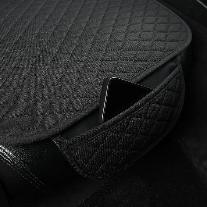 West Llama Linen Car Seat Covers,Bottom Seat Covers for Cars Include 2 Piece Front Driver Seat Pad Mat Universal Fits 90% Vehicles,SUVs,Cars,Sedans(2Piece-Black)