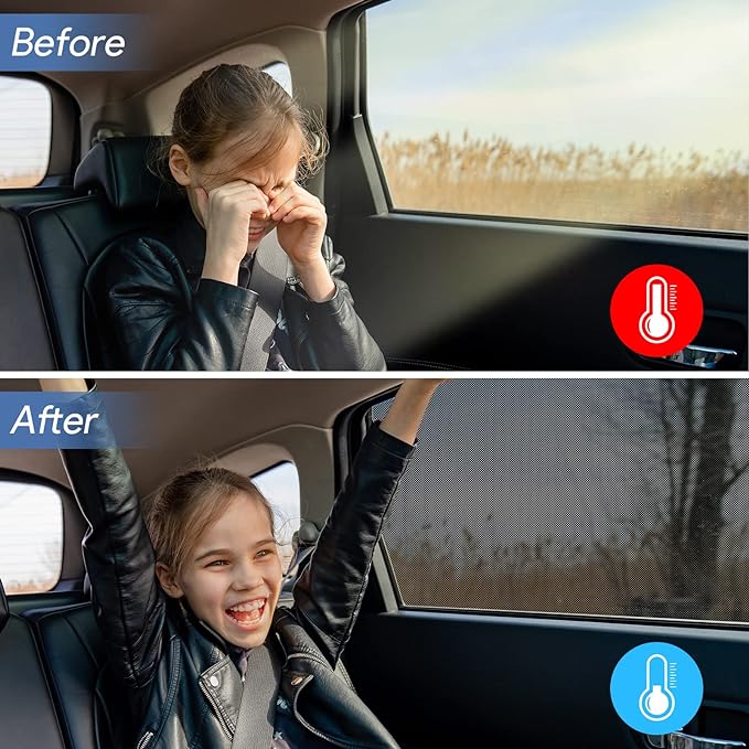 Car Window Shades,for Baby/Camping UV-Protection 2PCS Medium 39"x19" | Car Sun Shades for Side Windows with Breathable Mesh,for Back Covers Car, Truck, Suv, Car Camping Essentials,Black
