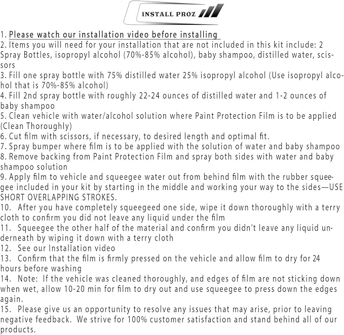 * Self-Healing Clear Paint Protection Film Kits (Bundle-Hood Strip, Door Edge, Cup, Sill, R-Bumper)