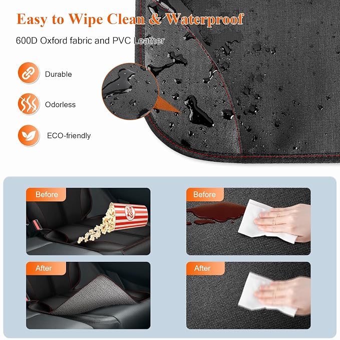Car Seat Protector, 600D Fabric Car Seat Cover with Thicker Pad,Waterproof | Non-Slip Backing,Car Seat Cushion for Child Car Seat,Carseat Protector Car Seat Cover Under Baby Car Seat ,Pocket,Black, 1PCS