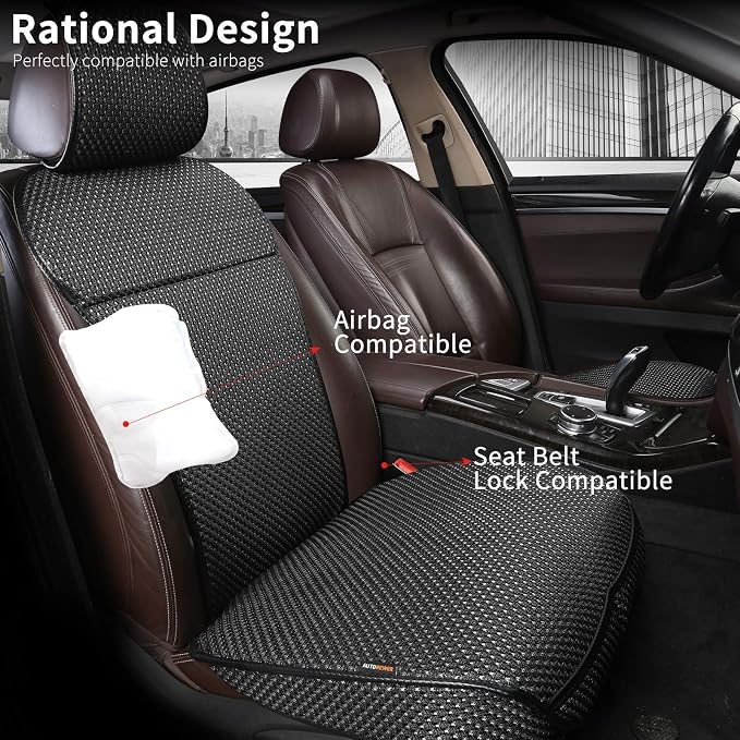 Auto Newer Luxury Breathable Car Seat Cover Fit Four Seasons, Universal Front of Car Seat Cushions, Bottom Seat Covers of Full Wrapped Edge,Universal Fit for 95% Cars,SUV(Black+Grey,2PCS)