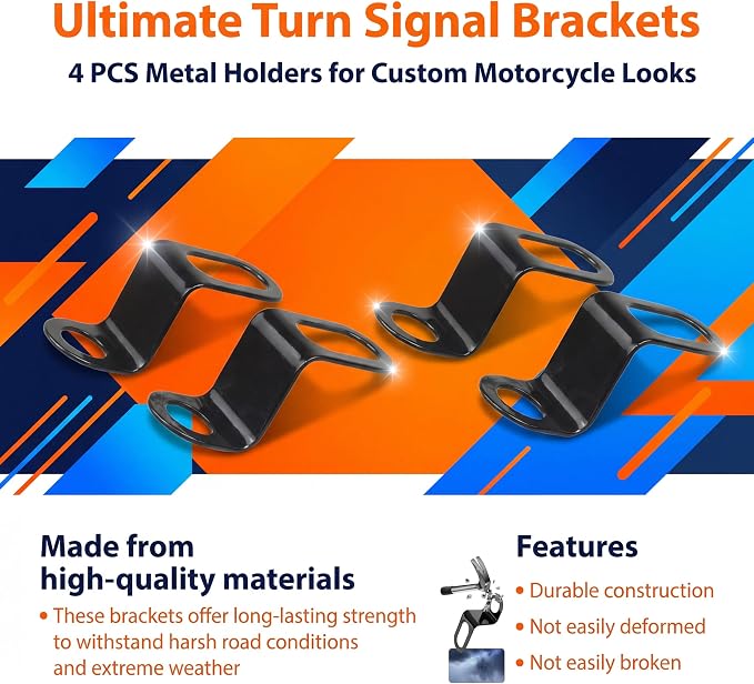4 PCS Motorcycle Turn Signal Mounting Brackets, Motorcycle Turn Light Support Holder Stand,12mm Hole Indicator Relocation Bracket, L Shape Shock Brackets Metal Holder for Harley, Honda, Suzuki