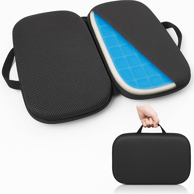 Sojoy 3 in 1 Foldable Gel Seat Cushion Featured with Memory Foam Breathable Seat Cushion for Pressure Relief (Size: 18.5“ x 15" x 2",Black Mesh)