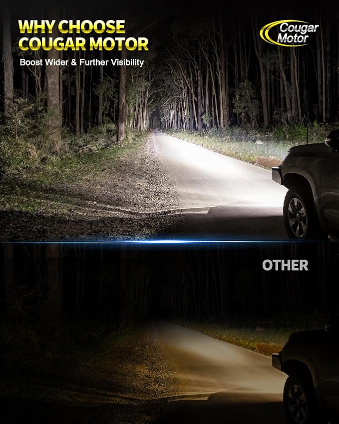 Cougar Motor H11 Bulbs, H11 Light Bulb H9 H8 Fog Lights Wireless 6500K White Slim Non-Polarity Instant Plug-in Driving Light Bulbs, Pack of 2