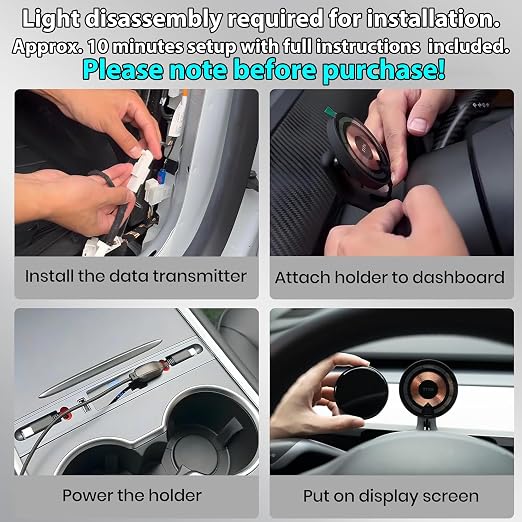 TITA HUD Pro Head Up Display for Tesla Model 3/Y/Highland/Juniper (2022-), Real-Time Speed & Driving Data, 1.8" LCD Screen, with Magnetic Charging Mount (Model Y Juniper)