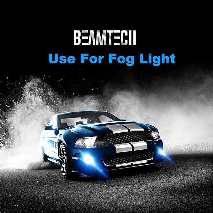 BEAMTECH 9012 Bulbs, G-XPower Chips 500% Brighter Fog Light, Pack of 2 | 6500K White Light Plug and Play