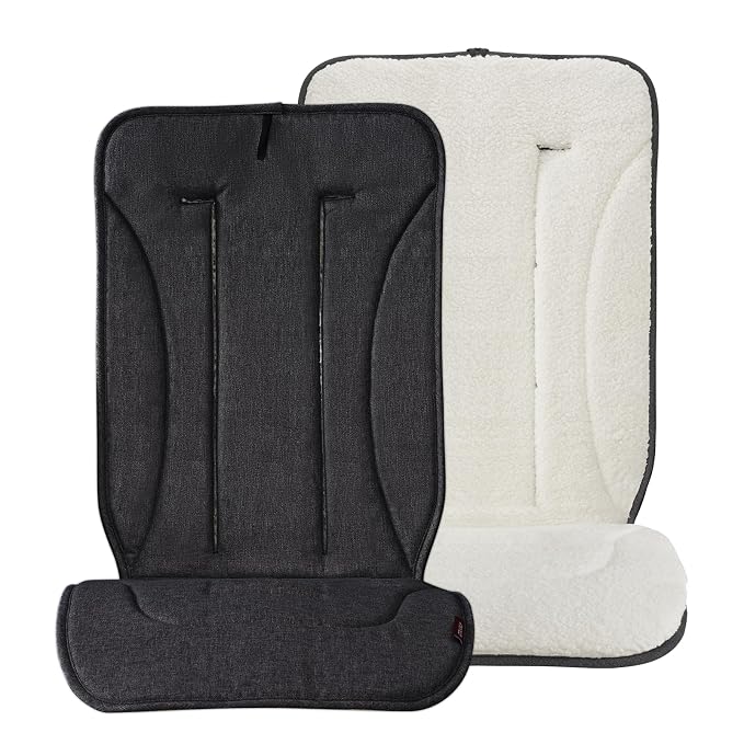 Momcozy Reversible Stroller Cushion | Universal Breathable Stroller Liner | Winter Warm Car Seat Liners | Crib Carriage Cushion Pad | Plush for Winter Use &Soft Fabric for All-Season Comfort