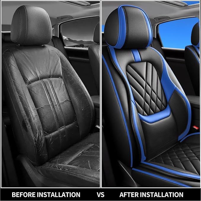 Fit Rogue Car Seat Covers Compatible with Nissan Rogue 2010-2024 2025 2026-Premium Leather,Waterproof,Breathable,Airbag Compatible &All-Weather Seat Cushion Protecto(Full Set,Blue)