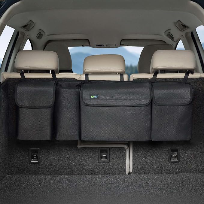 JOYSKY Trunk Hanging Organizer, Backseat Trunk Organizer for SUV, Truck, MPV, Large Capacity Vehicle Storage Bag with Upgraded High-Density Fabric, Space Saving Car Accessories Interior