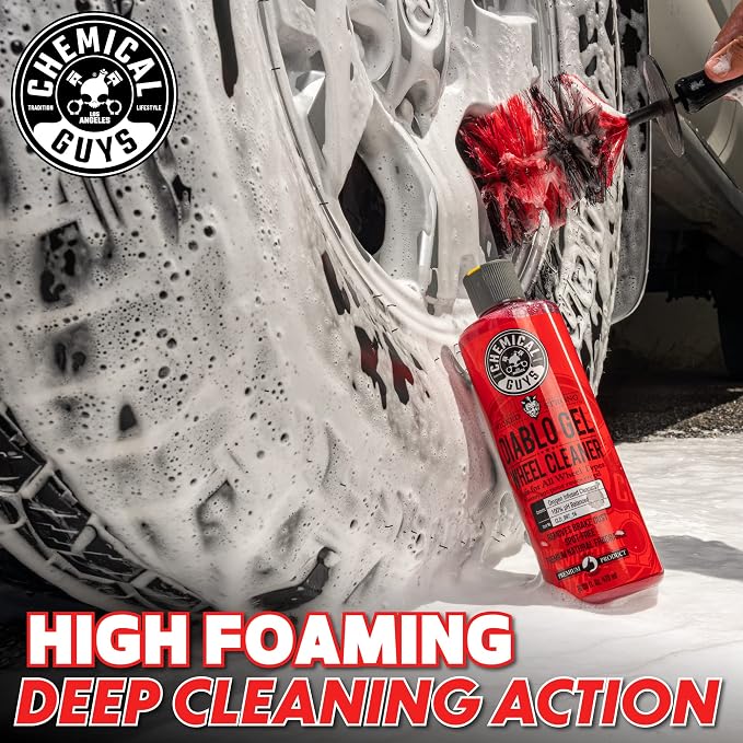 Chemical Guys, Diablo Gel Foaming Wheel & Rim Cleaner, All Finishes, 16 oz | Oxygen-infused gel clings to wheels and lifts brake dust, dirt and grime, safe on all wheel finishes