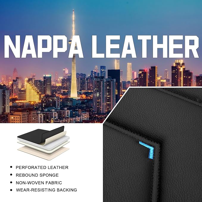 CTDS Car Seat Covers for Honda Civic 2000-2026, Stylish Sport Seat Cover, Premium Nappa Leather Car Seat Cover. Automobile Seat Covers Sets.(Standard 2 Seats/Black Blue)