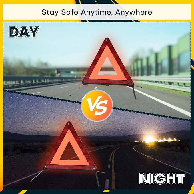 5 Pack Reflective Safety Triangle Kit | Emergency Warning Triangles with Storage Case, Roadside Reflective Early Warning Sign for Vehicles Breakdown (5 Pack)
