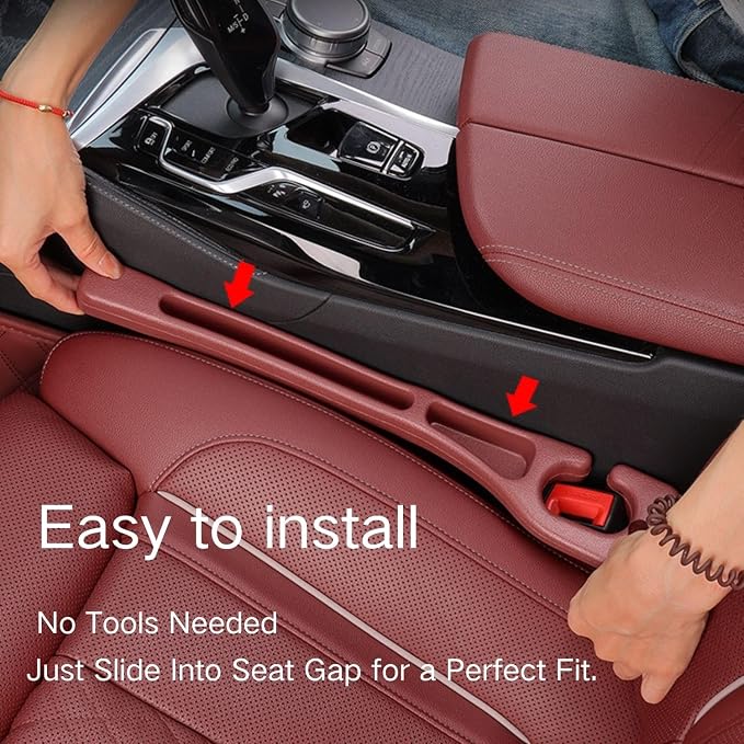 Car Seat Gap Filler 2 Pack, Anti-Drop Seat Gap Plug Blocker with Storage, Universal Car Seat Gap Organizer Stops Items from Falling, Fits Cars, SUVs, Trucks, Car Interior Accessories (brown)