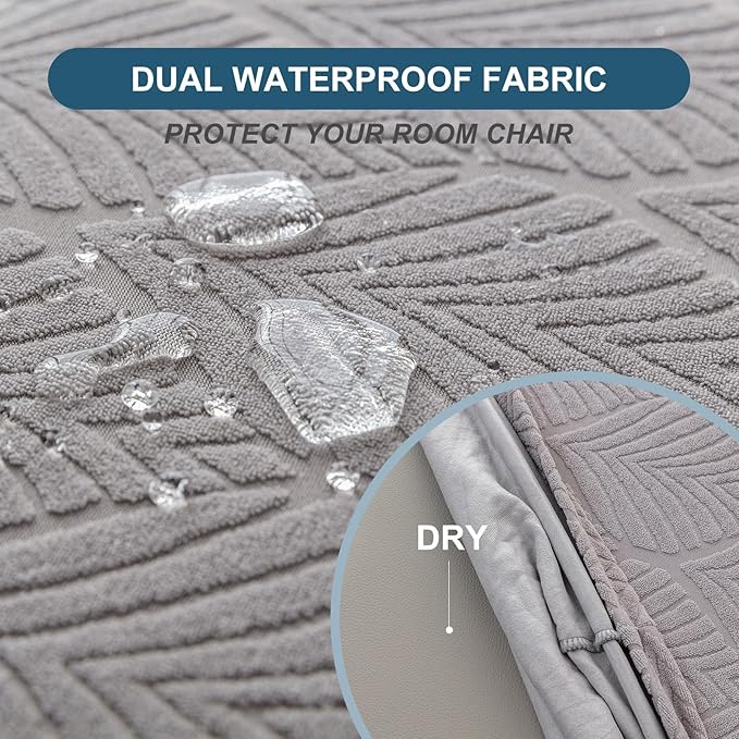 Waterproof Stretch Seat Covers,Dining Room Chair for 6 Set Removable Washable Chair Slipcover Protectors,No Rear Covers,Light Grey