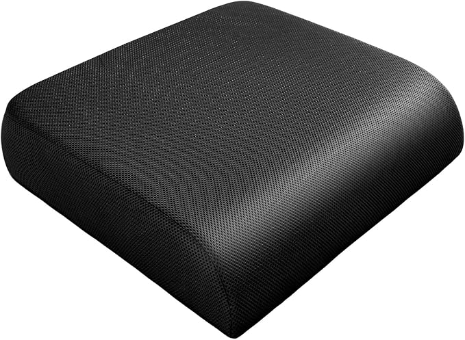 YOUFI Extra Thick Large Seat Cushion -19 X 17.5 X 4 Inch Gel Memory Foam Cushion with Carry Handle Non Slip Bottom - Pain Relief Coccyx Cushion for Wheelchair Office Chair (Black (1PACK))