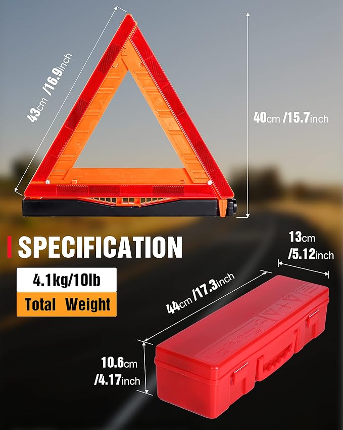 SAFEMATE 12 Pack Warning Triangle DOT Approved, Foldable Emergency Safety Reflective Triangles for Roadside Vehicles Breakdown with Carrying Case