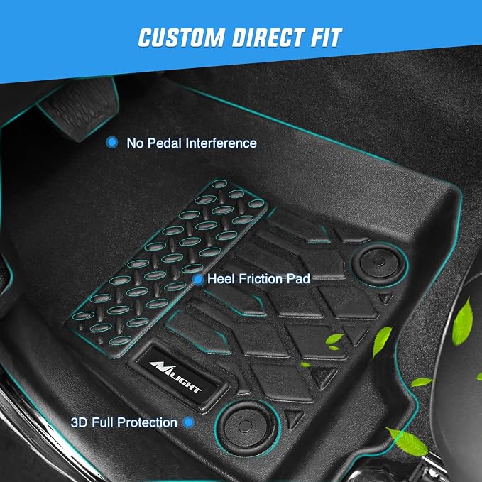Nilight TPE Floor Mats for Chevy Traverse 8 Seats 2nd Row Bench Seat 2018 2019 2020 2021 2022 2023 2024 2025 All Weather Custom Fit Heavy Duty Floor Liners