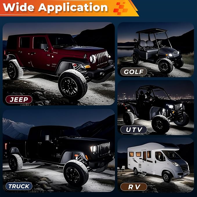 20 Pods Pure White LED Rock Lights Kit with Switch Wiring Harness,6500K 540 LEDs Bright Rock Lights for Trucks,Waterproof Underglow Light for Car Jeep Off Road ATV UTV SUV(Patented)