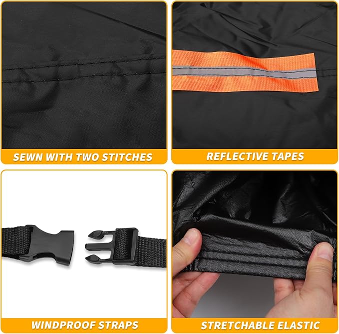 Waterproof All-Weather Universal Car Cover with Right Side Zipper, 190T Polyeste Black Blue Fits for Hatchback 163" to 177" Length