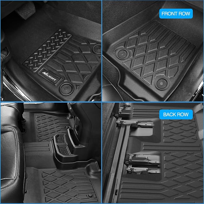 Nilight TPE Floor Mats for Chevy Traverse 8 Seats 2nd Row Bench Seat 2018 2019 2020 2021 2022 2023 2024 2025 All Weather Custom Fit Heavy Duty Floor Liners