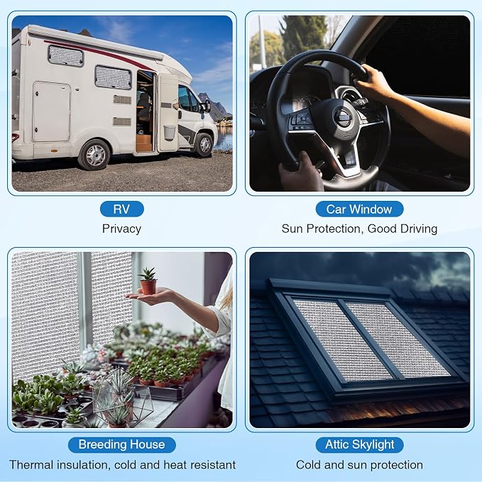 Frienda Rv Window Reflective Insulation Roll 24inchx10ft Double Aluminum Foil Heat Bubble Thermal Window Shade Door Cover Blackout for Garage Roof Travel Camper Skylight Shield
