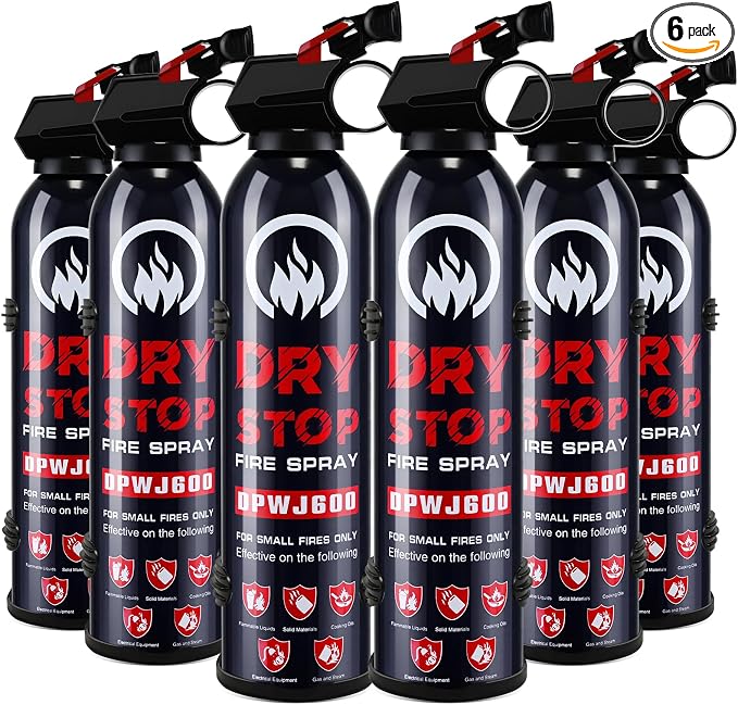 6Pack Dry Stop Fire Extinguisher for Home Auto Fire Extinguisher for Truck Vehicle | 600g Dry Chemical Powder A B C Fire Extinguisher for Kitchen, Car, Boat, Marine, Portable Use (6Blue)