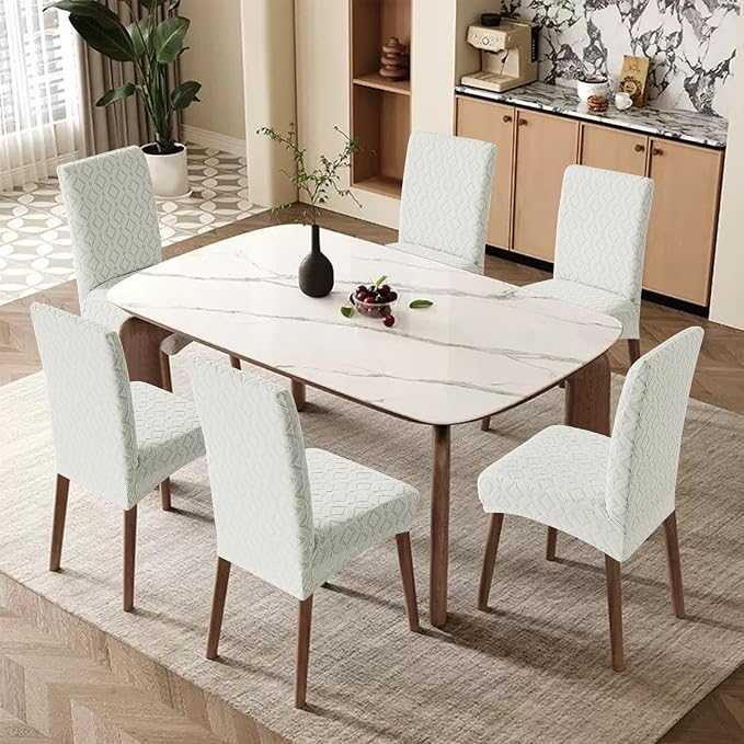 Genina Waterproof Chair Covers for Dining Room Set of 2, Removable Washable Chair Slipcover Protectors, Ivory White
