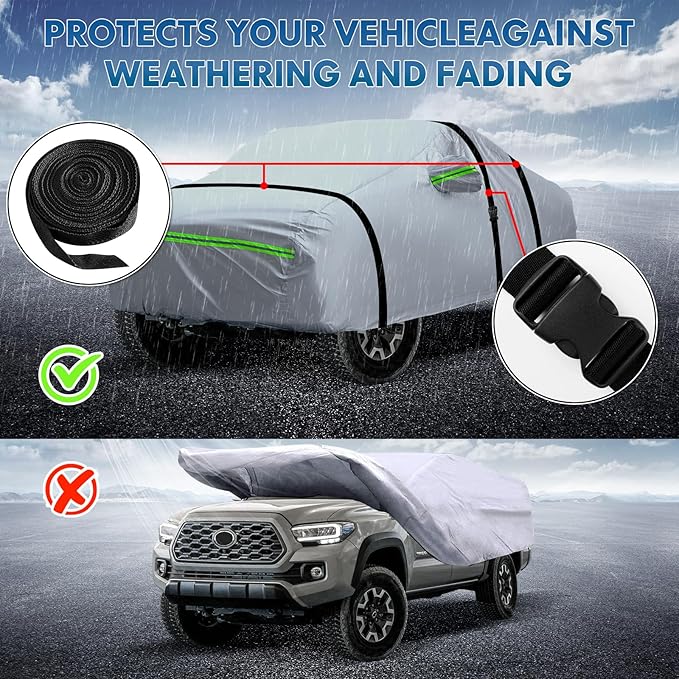 6-Layer Full Car Cover is All-Weather Waterproof, Universal in All Seasons, Snow Prevention, Rainproof, Acid Rainproof, Sunscreen, Ultraviolet-Proof, Applicable to SUV and MPV (Up to 180")