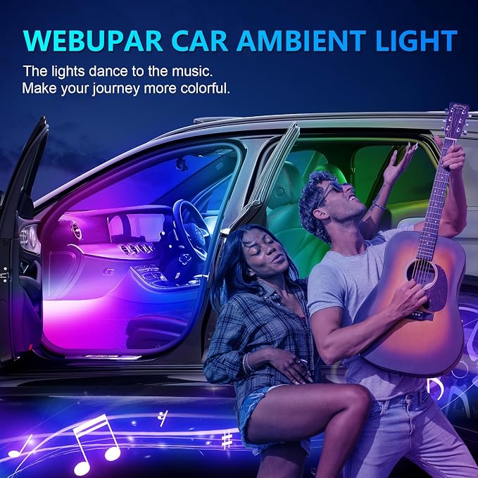 Acrylic Interior Car Lights, Car Accessories 14 in 1 Car LED Strip Lights with APP Control