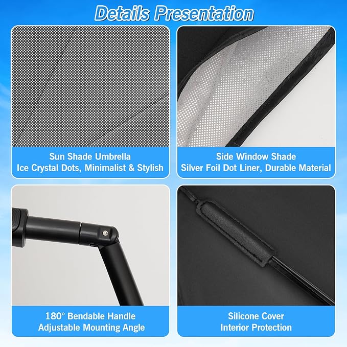 KUST Windshield Sun Shade Umbrella for Tesla Model Y 2020 2021 2022 2023 2024 (Not for Juniper) Rear Window Shades 100% UV Protection and Blackout Privacy 5PCS Car Window Covers Accessories