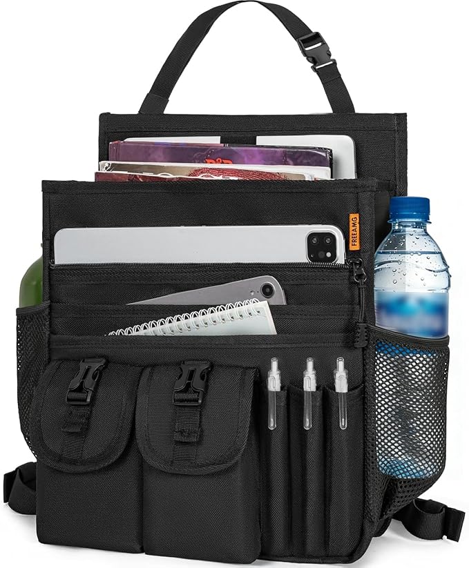 Car Front Seat Organizer Backseat Organizer with Dedicated Tablet Laptop Storage Adjustable Shoulder Strap Cup Holder Truck Seat Storage Universal Fits for Most of Car