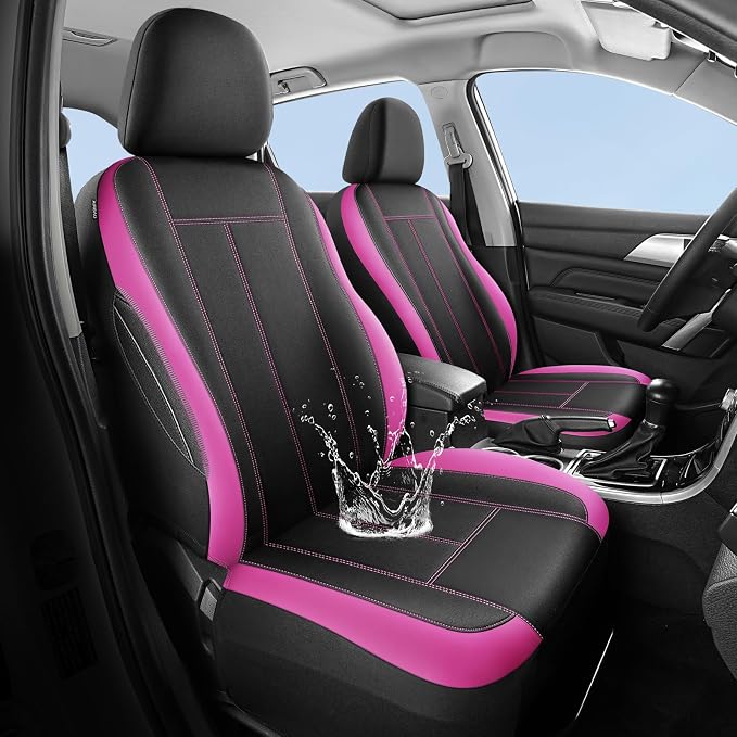 HChengkikz 2 Pack Front Neoprene Car Seat Covers | Waterproof Comfortable Seat Protectors, Airbag Compatible Universal Fit for Sedans, SUVs, Trucks, Vans
