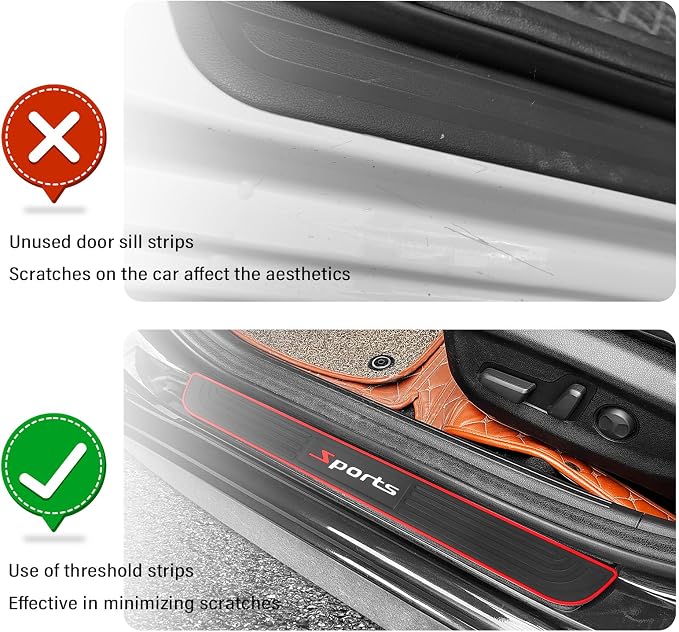 4PCS Car Door Sill Protector,Anti-Scratch & Waterproof Car Door Sills Scratch Protection,Universal Car Exterior Accessories Automotive Door Entry Guard for Car,Truck,SUV (Sport, Width 1.57'')