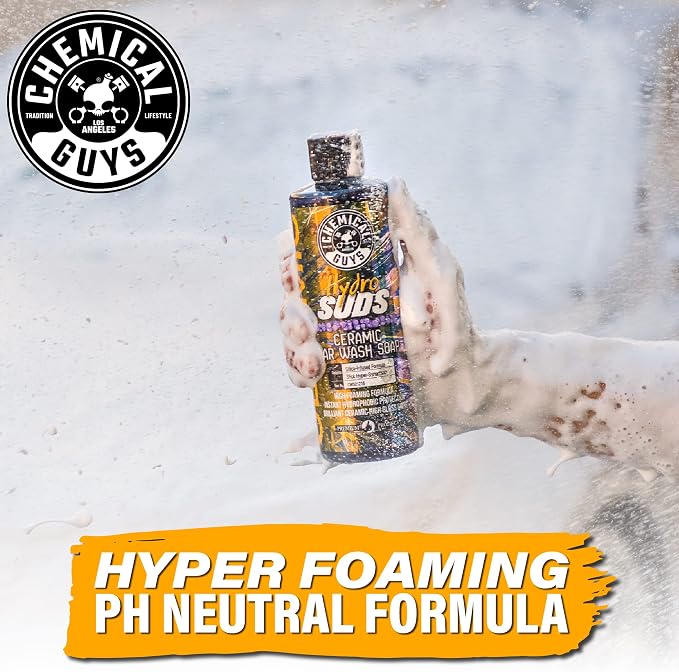 Chemical Guys, HydroSuds Ceramic High Foaming Car Wash Soap, Berry, 64 oz | Ceramic polymers add gloss and water beading, thick foam for cannons, guns or buckets, sweet berry scent