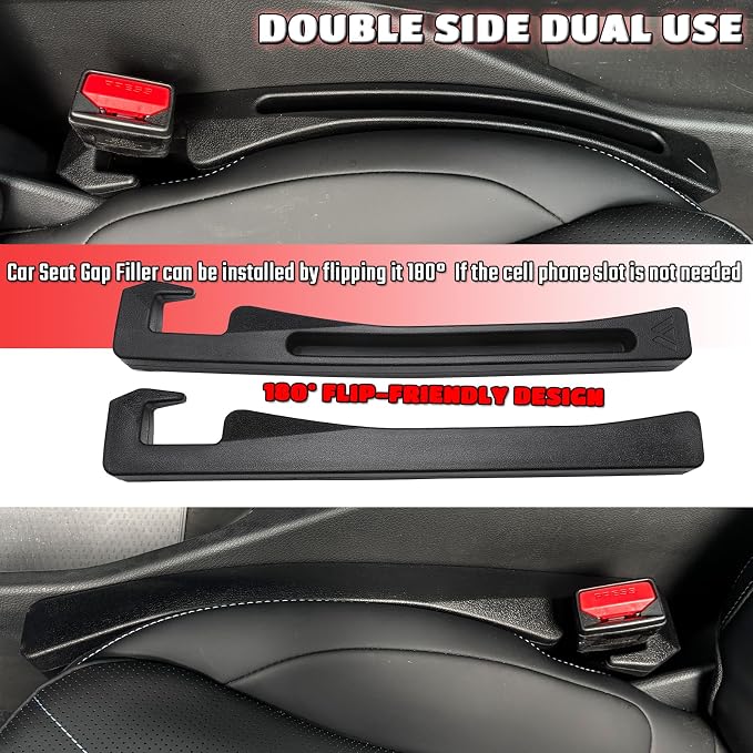 Car Seat Gap Filler Universal Fit Gap Filler Organizer Stop Things from Dropping for Car Trunk SUV, Black, Pack of 2