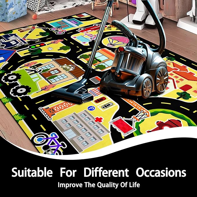 Road Map Carpet for Kids - Kids Rugs for Playroom Car Rugs for Boys Toy Play Mats for Floor City Rug Play Mat, 2. 5x4 Feet