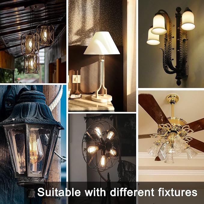 TJOY Edison Light Bulbs 60W Equivalent, Dimmable Vintage LED Light Bulbs, E26 Medium Base, Warm White 2700K, ST58, 8W, 800LM, 80+ CRI, Antique Decorative Filament LED Bulb, Clear Glass, 6 Pack