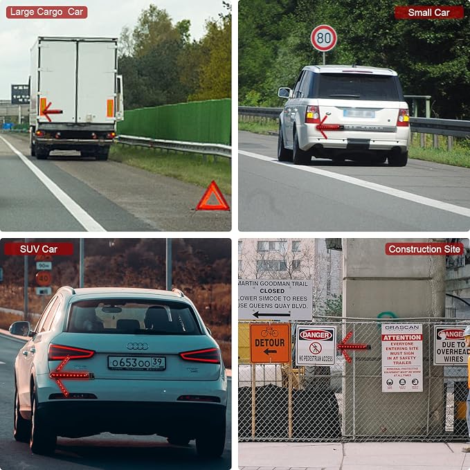 BBMi Traffic Wand, Red Arrow LED Traffic Safety Baton, Detachable Magnetic Signal Emergency Road Flares, Expandable Blade Hand-held LED Warning Light, Four Flashing Modes.