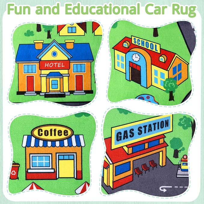 Kids Rug, 3x5 Ft City Road Play Rug for Kids | Extra Thick 0.4in Soft Non-Slip Car Carpet Play Rug with Realistic Roads for Toy Cars, Bedroom, Playroom & Nursery