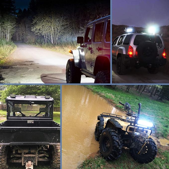 Nilight 18022C-B 6.5Inch 2PCS 6.5 Inch 120W Spot & Flood Combo Bar Driving Waterproof Led Work Light Triple Rows Off-Road Truck Car ATV SUV Jeep Cabin Boat, 2 Years Warranty