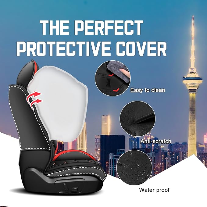 CTDS Car Seat Covers for Honda Civic 2000-2026, Stylish Sport Seat Cover, Premium Nappa Leather Car Seat Cover. Automobile Seat Covers Sets.(Luxury 2 Seats/Black Red)