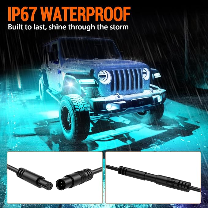 RGB Rock Lights, 16 pods Underglow Neon Lights Kits,APP/RF Remote Control & Music Mode, Waterproof Wireless Multicolor Lamps for Off Road Truck SUV ATV UTV Boat